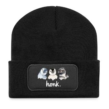 Lustiges Geschnatter von Pinguinen - Recycelte Patch Beanie - Schwarz - Vorne