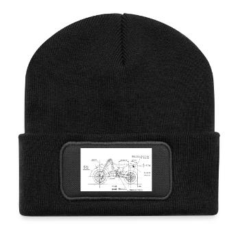 Motorcycle Blueprint: Custom Chopper - Recycled Patch Beanie - black - Front