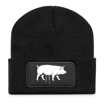 Schwein Graffiti Streetwear Vektor - Recycelte Patch Beanie - Schwarz - Vorne