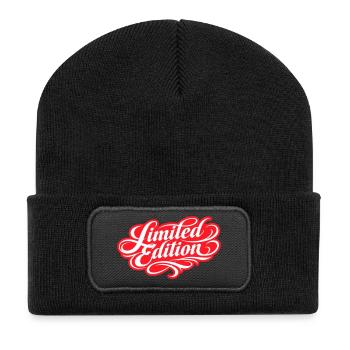 Limited Edition - Recycelte Patch Beanie - Schwarz - Vorne