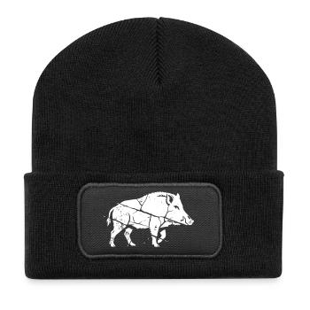 Vecteur artistique en mosaïque de sanglier sauvage - Beanie recyclé à patch - noir - Devant
