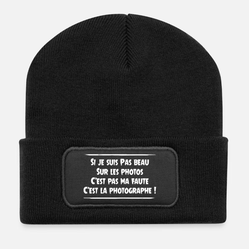 It's not my fault, it's the photographer! - Recycled Patch Beanie - black