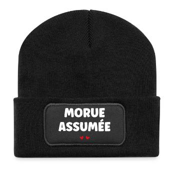 Cod nahm an - Recycelte Patch Beanie - Schwarz - Vorne