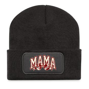Mom Bow Red – Strong Mom Statement - Recycled Patch Beanie - dark grey - Front