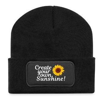 Sonnenblumen-Feeling: Deine eigene Sonne - Recycelte Patch Beanie - Schwarz - Vorne