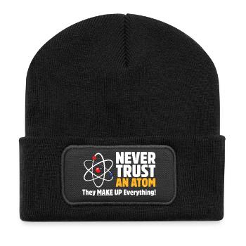 Vertraue niemals einer Atom-lustigen Wissenschafts-Wortspiel - Recycelte Patch Beanie - Schwarz - Vorne
