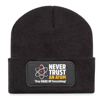 Vertraue niemals einer Atom-lustigen Wissenschafts-Wortspiel - Recycelte Patch Beanie - Dunkelgrau - Vorne