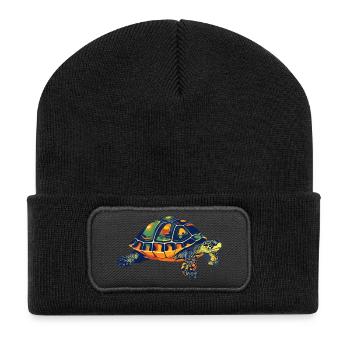 Colorful Mandala Turtle Great Tortoise - Recycled Patch Beanie - black - Front