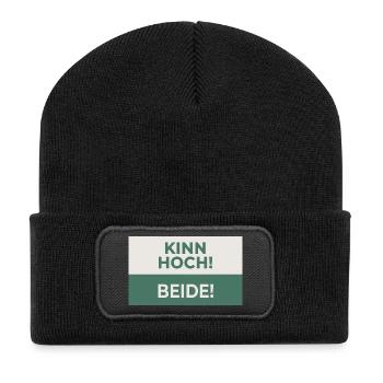 Kinn hoch! Beide! – Frecher Motivationsspruch - Recycled Patch Beanie - black - Front