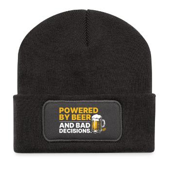 Propulsé par la bière et les mauvaises décisions – Funny Shirt - Beanie recyclé à patch - charbon - Devant