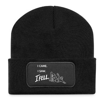 I Came. I Saw. I Fell. – Minimal Snowboard Art - Recycelte Patch Beanie - Schwarz - Vorne