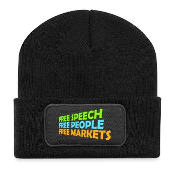 Marché de la liberté d’expression Peuple Libertarian Freedom Logo - Beanie recyclé à patch - noir - Devant