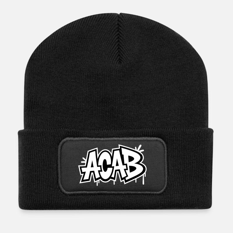 ACAB - Anti-Cops Tee - Recycled Patch Beanie - black