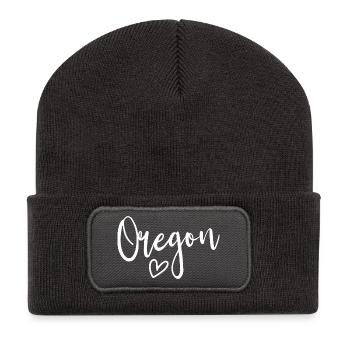 Oregon Heart Women’s Love Oregon - Beanie recyclé à patch - charbon - Devant