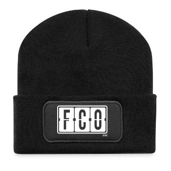 Rom FCO, City Souvenir Socken, Tasse, Mütze, Cap - Recycelte Patch Beanie - Schwarz - Vorne
