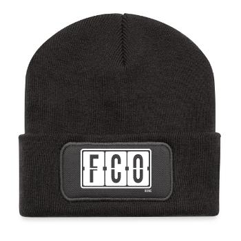 Rom FCO, City Souvenir Socken, Tasse, Mütze, Cap - Recycelte Patch Beanie - Dunkelgrau - Vorne
