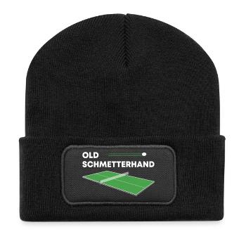 Ancien dicton du tennis de table Schmetterhand - Beanie recyclé à patch - noir - Devant