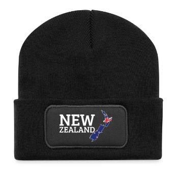 Neuseeländische Cool-Neuseeländer-Flagge - Recycelte Patch Beanie - Schwarz - Vorne