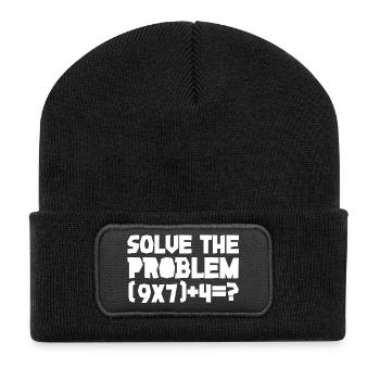 67 - Siebenundsechzig Zahl 67 Sechs Sieben Lösen Mathematik - Recycelte Patch Beanie - Schwarz - Vorne