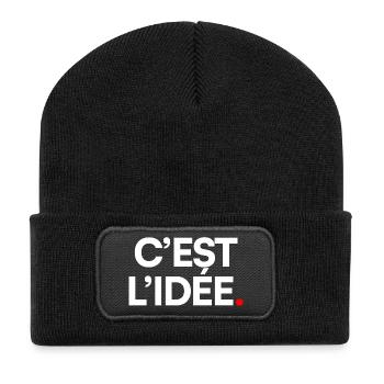 C’EST L’IDÉE | Expression humour minimaliste - Beanie recyclé à patch - noir - Devant