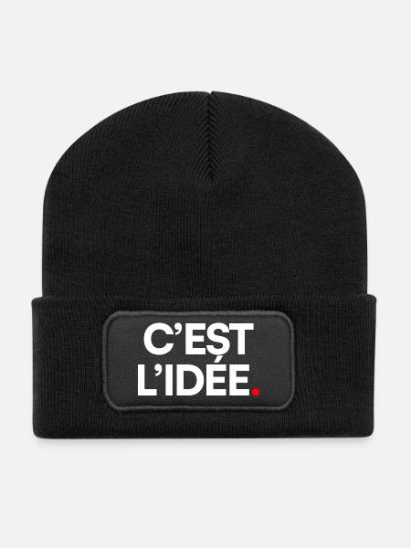 C’EST L’IDÉE | Expression humour minimaliste - Beanie recyclé à patch - noir