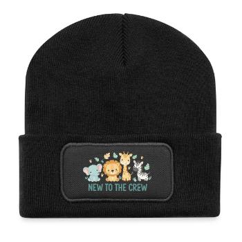 Baby Neugeborenes Safari Tiere New To The Crew - Recycelte Patch Beanie - Schwarz - Vorne