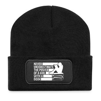 Le pouvoir féminin avec un livre - Beanie recyclé à patch - noir - Devant