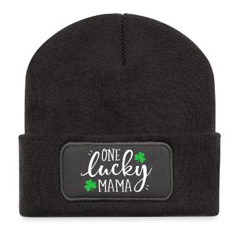 One Lucky Mama Clover Tee - Recycled Patch Beanie - dark grey - Front