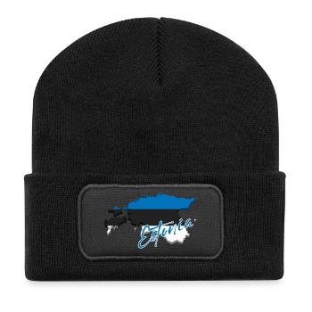 Map with the flag of Estonia, I love Estonia - Recycled Patch Beanie - black - Front