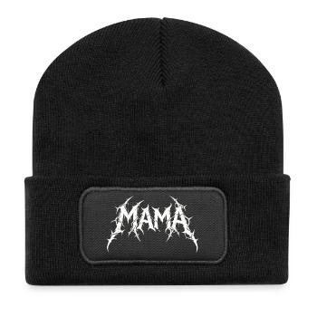 Mama Metal Rock Musik Hardcore Mutter Design - Recycelte Patch Beanie - Schwarz - Vorne