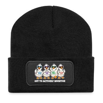 Funny Motivational Ducks Actively Monitor - Recycled Patch Beanie - black - Front