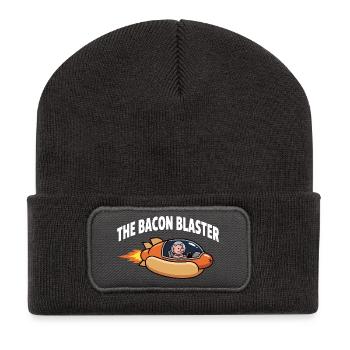 Bacon Blaster Funny Space Pig Rocket Design - Recycled Patch Beanie - dark grey - Front