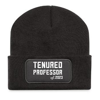 Tenured Professor est. 2023 - Recycled Patch Beanie - dark grey - Front