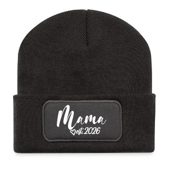 Mama Est. 2026 Mom To Be Mother's Day Pregnancy - Recycled Patch Beanie - dark grey - Front