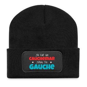Humour Politique : Cauchemar Gauche Rétro - Beanie recyclé à patch - noir - Devant
