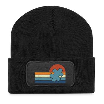 Autisme Vintage Coucher de Soleil - Beanie recyclé à patch - noir - Devant