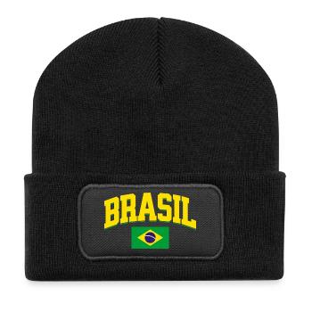 Brazil Football Lover Retro Sports Design - Recycled Patch Beanie - black - Front
