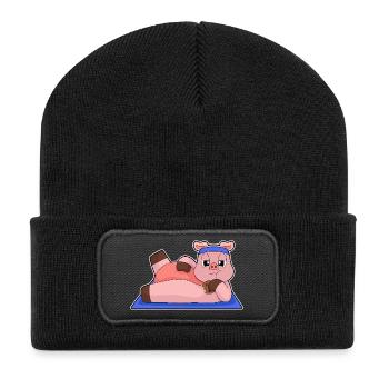 Gymnastique de fitness Yoga des cochons - Beanie recyclé à patch - noir - Devant