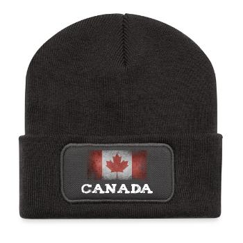 canada roter ahorn flagge distressed statement - Recycelte Patch Beanie - Dunkelgrau - Vorne
