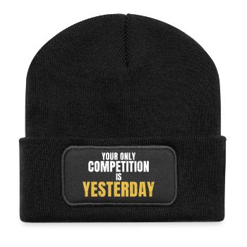 Your Only Competition Is Yesterday Motivation - Recycled Patch Beanie - black - Front