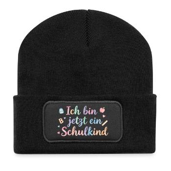 Ich bin jetzt ein Schulkind - Recycelte Patch Beanie - Schwarz - Vorne