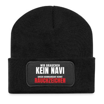 Feuerwehr kein Navi Rauchzeichen lustiger Spruch - Recycelte Patch Beanie - Schwarz - Vorne