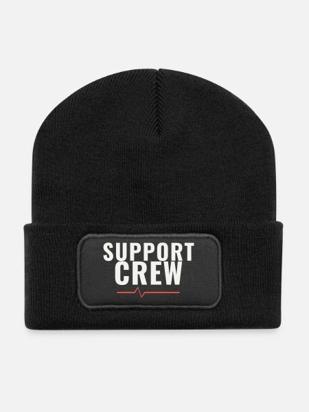 Support Crew Marathon Run Team Motivation Sports - Recycled Patch Beanie - black