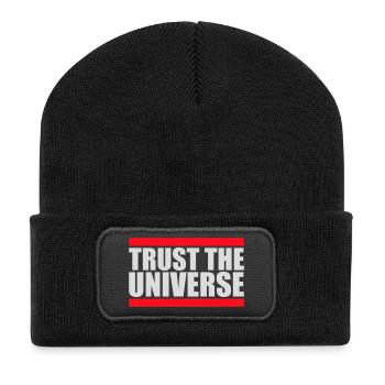Trust The Universe Spirituell Universum Zitat Logo - Recycelte Patch Beanie - Schwarz - Vorne