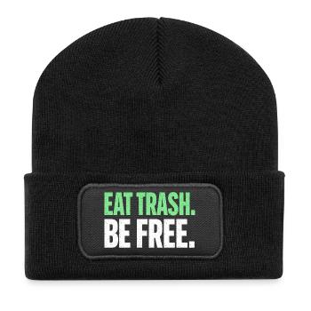 Eat Trash Be Free Spruch Fast Food Humor - Recycelte Patch Beanie - Schwarz - Vorne