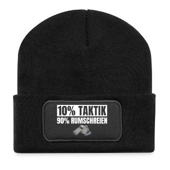 Fußballtrainer 10% Taktik 90% Rumschreien - Recycelte Patch Beanie - Schwarz - Vorne