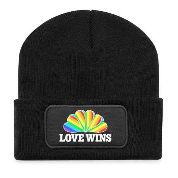 Love Wins - Rainbow Statement Design - Recycled Patch Beanie - black - Front