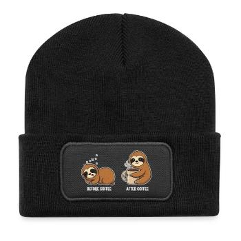 Before Coffee After Coffee – Sloths - Recycled Patch Beanie - black - Front