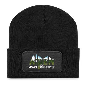Alpen Überquerung 2026 - Wandern - Recycelte Patch Beanie - Schwarz - Vorne