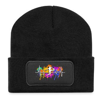 Women's football heartbeat - Recycled Patch Beanie - black - Front